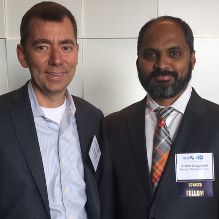 Terry Miller and Sudhir Duggineni at an IT industry leadership event, ACT-IAC's Voyagers Program.