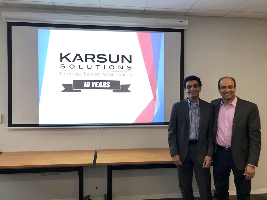 Co-Founders Sundar Vaidyanathan and Kartik Mecheri at Karsun Solutions 10 Year Anniversary Celebration in Herndon, Virginia