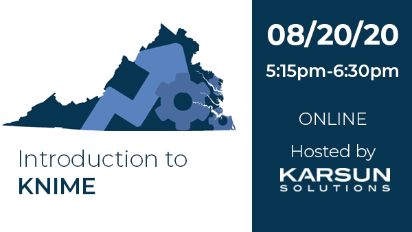 DataOps NoVa Intro to KNIME on August 20th at 5:15pm